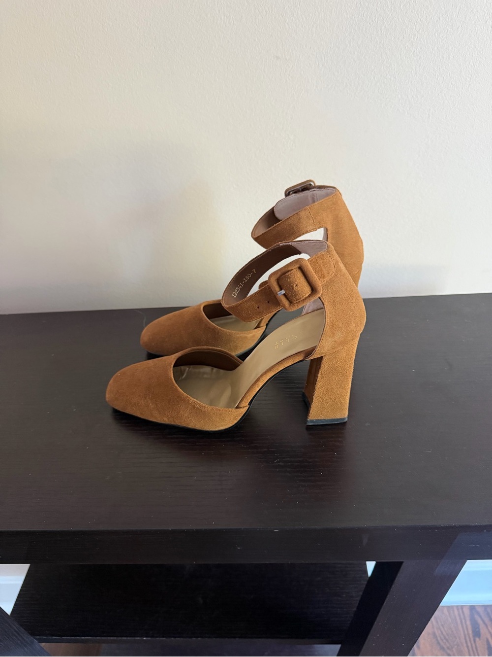 Colin Stuart Suede Ankle-Strap Block Heel Pumps